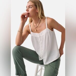 Faherty Marina Seersucker Cami Top Organic Cotton In White Size S